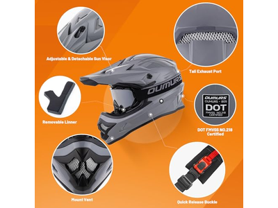 Adult ATV Dirt Bike Helmet with Goggles Gloves